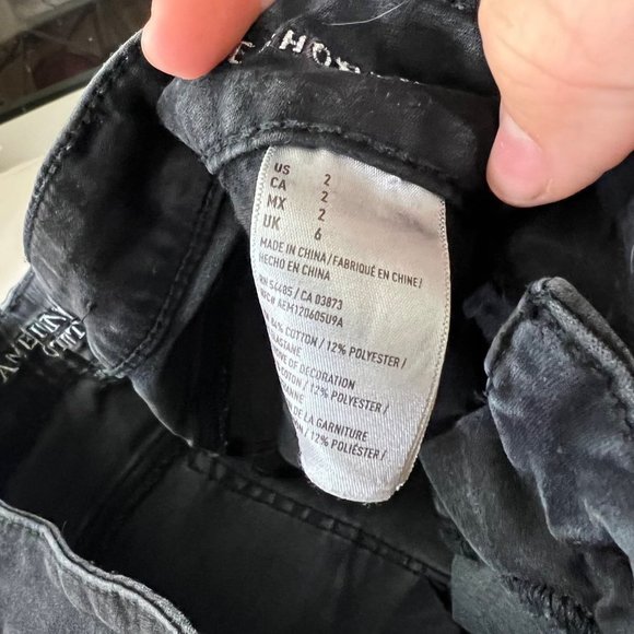 AMERICAN EAGLE Charcoal Black High Waist Super Stretch Shorts Size 2 - Picture 11 of 11